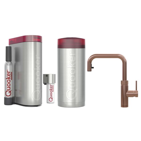Quooker Flex Square | Reservoirs COMBI+ | CUBE & Filter | Kupfer Rosé | sofort-Kochend-Wasserhahn